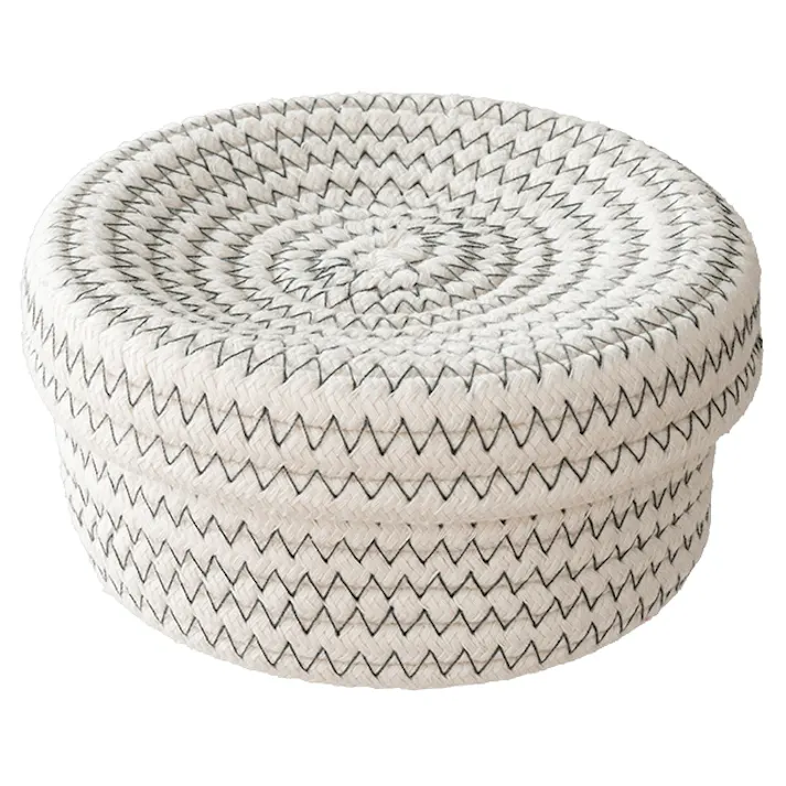 ヘッズ トレイ・カゴ-布 直径140(125)×H70mm コットンロープフタ付丸底バスケット-S(6個) HEADS COR-RSB