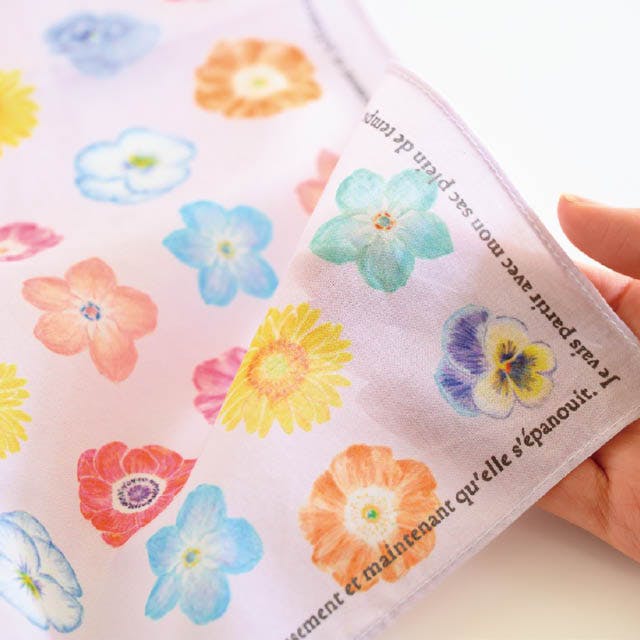 ヘッズ 包－その他 W500×H500mm コットン風呂敷-1／フラワー