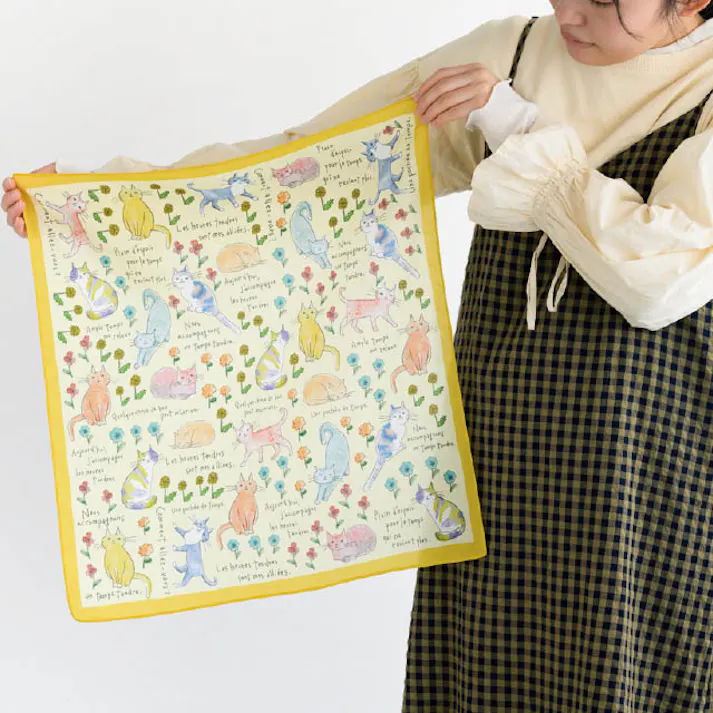 ヘッズ 包-その他 W500×H500mm コットン風呂敷-2/フラワーキャット(10枚) HEADS CTN-FUR2