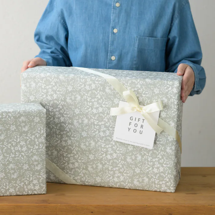 ヘッズ 包-紙-全紙 W1050×H750mm エレガントフラワー包装紙/グレー-1(全紙)(50枚) HEADS ELF-1WZ