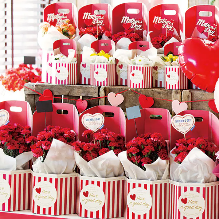 ヘッズ トレイ・カゴ-紙 W115×D99×H200(100)mm イージーフラワーペーパーボックス-S/ストライプ(10枚) HEADS ESF-STS