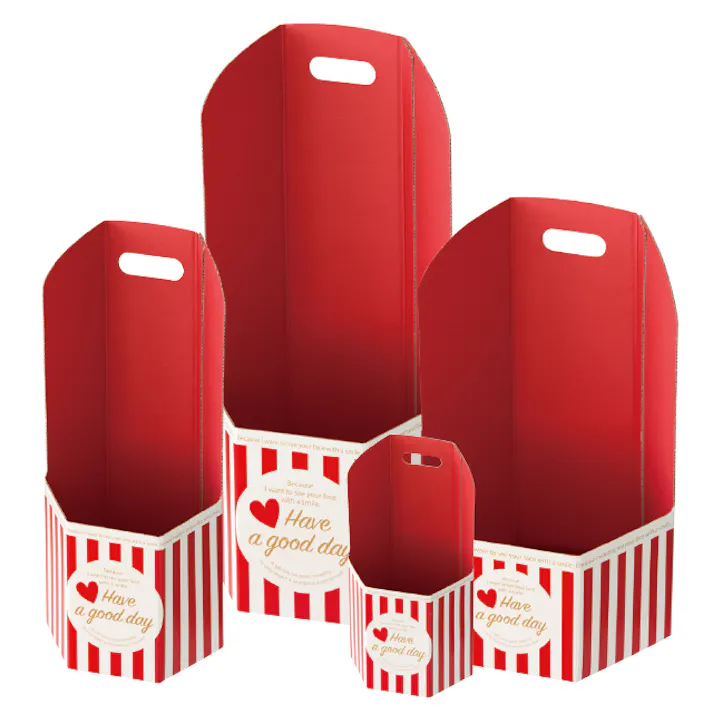 ヘッズ トレイ・カゴ-紙 W115×D99×H200(100)mm イージーフラワーペーパーボックス-S/ストライプ(10枚) HEADS ESF-STS