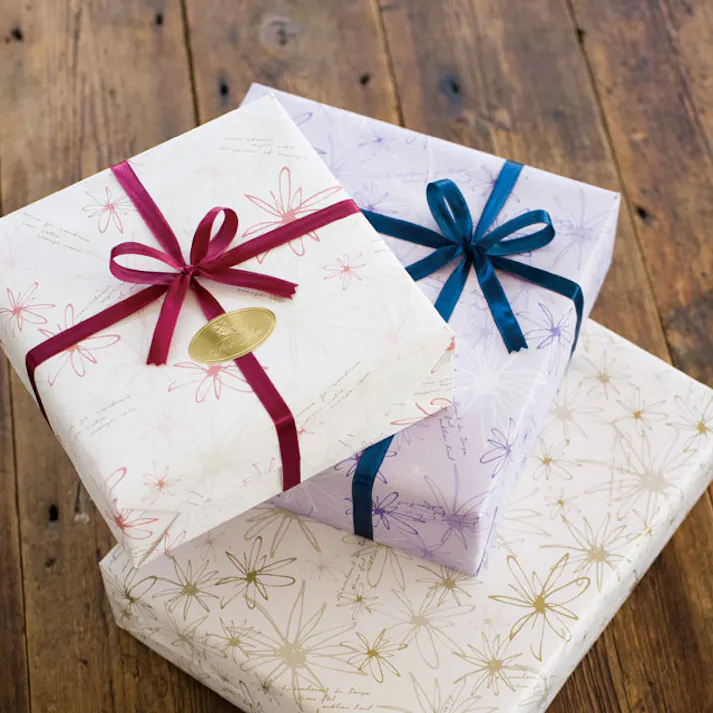 ヘッズ 包-紙-半裁 W750×H525mm フラワー包装紙/パープル-2(50枚) HEADS FLS-2W