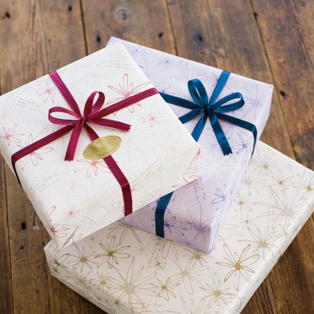 ヘッズ 包－紙－半裁 W750×H525mm フラワー包装紙/ゴールド-3(50枚