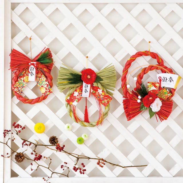 ヘッズ 販促－装飾－しめ縄 W270×H340mm 迎春しめ縄飾り-5/和風(3個