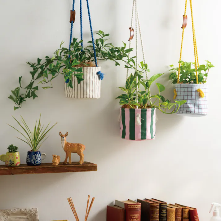 ヘッズ トレイ・カゴ-布 W145×D145×H125(全長700)mm ハンギングポットカバーM-1/レガッタストライプ(4個) HEADS HNG-POM1