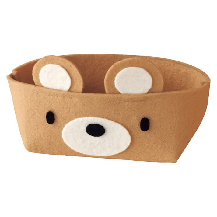 ヘッズ トレイ・カゴ-フェルト 外寸/W130×D80×H90mm キッズアニマルトレイ/クマ-1(10枚) HEADS KAK-GT1