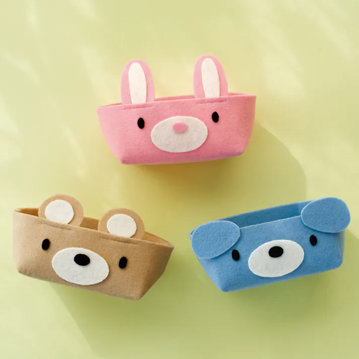 ヘッズ トレイ・カゴ-フェルト 外寸/W130×D80×H90mm キッズアニマルトレイ/クマ-1(10枚) HEADS KAK-GT1