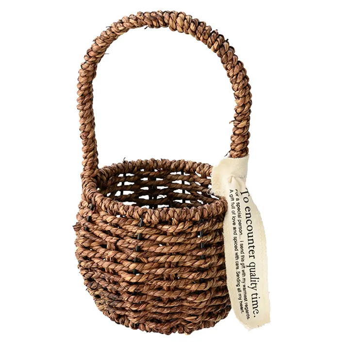 ヘッズ トレイ・カゴ-自然素材 直径140(110)×H250(120)mm ハンドルカゴバッグナチュラル-M(4個) HEADS KGN-RMB