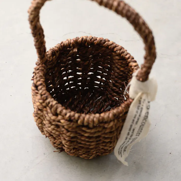 ヘッズ トレイ・カゴ-自然素材 直径140(110)×H250(120)mm ハンドルカゴバッグナチュラル-M(4個) HEADS KGN-RMB