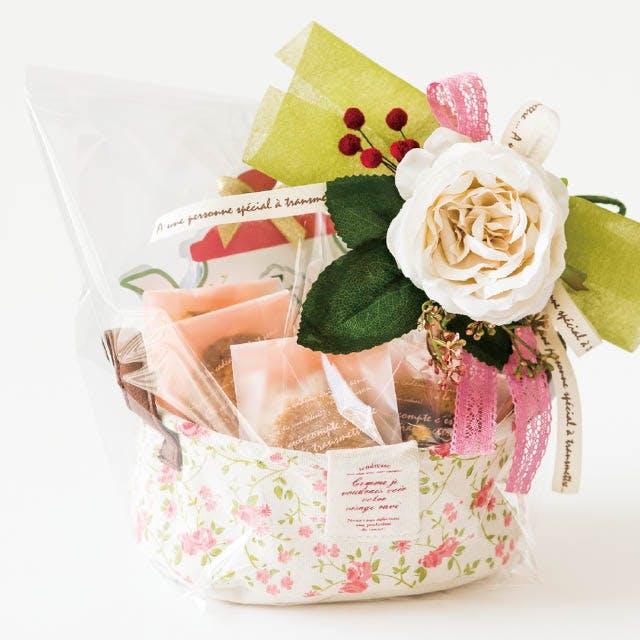 ヘッズ トレイ・カゴ－布 W210×D145×H75mm リトルフラワーオーバル布