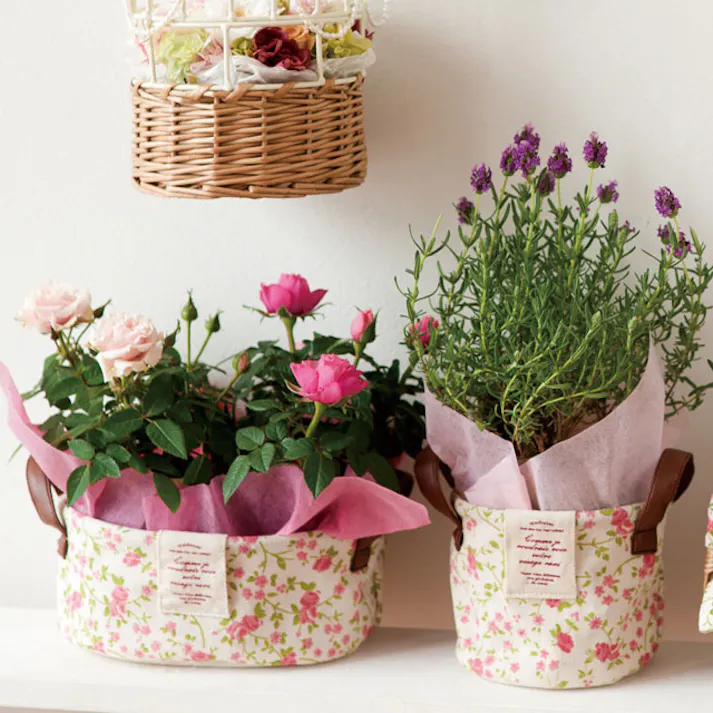 ヘッズ トレイ・カゴ-布 直径110×100mm リトルフラワー丸底布バスケット-S(10個) HEADS LF-RSB