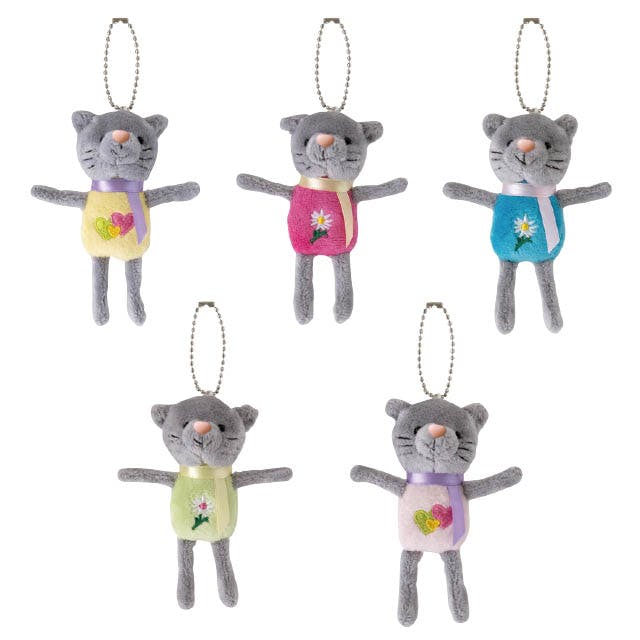 ヘッズ 販促－小物－マスコット W55×D45×H115mm ラブリーマスコットキーホルダー-5／ネコ(10個) HEADS LM-KY5