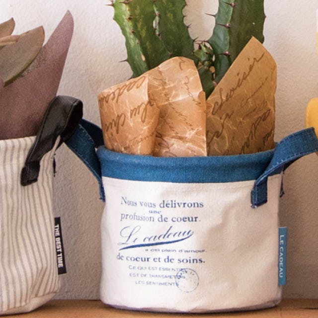 ★値下げLA CERISE SUR LE GATEAU 布バスケット　3つセット ヘッズ トレイ・カゴ－布 直径110×H100mm ラナチュール丸底布