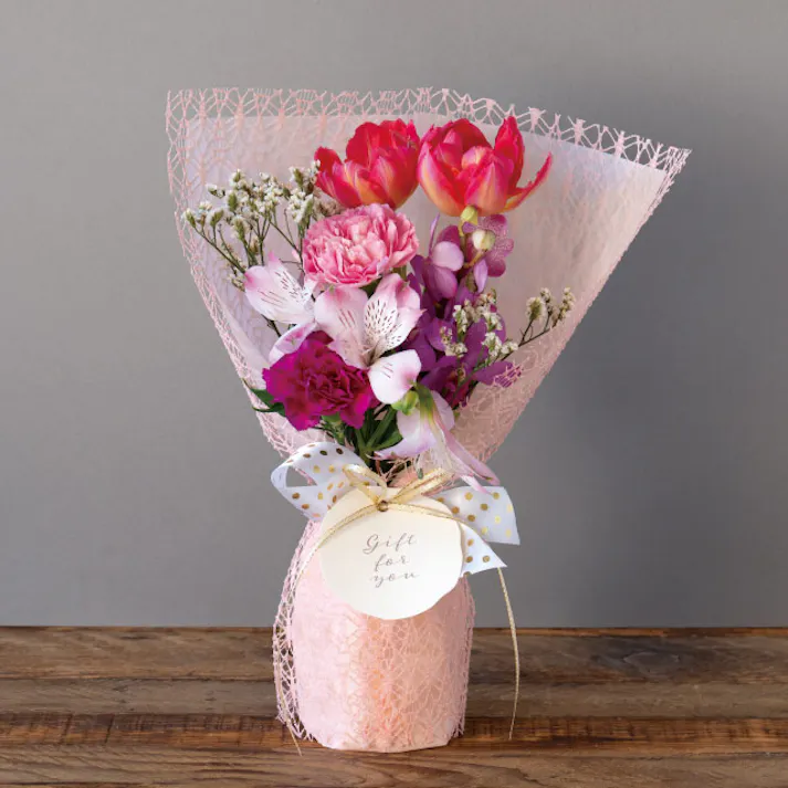 ヘッズ 包-その他 W120×D120×H400mm レーススタンディングブーケラッピングM-2/ピンク(10枚) HEADS LSD-WM2