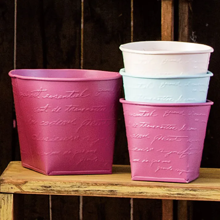 ヘッズ トレイ・カゴ-ブリキ 直径120(70×70)×H100mm NFブリキポット-3/ブルー(6個) HEADS NF-BPB3