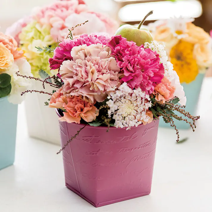 ヘッズ トレイ・カゴ-ブリキ 直径120(70×70)×H100mm NFブリキポット-3/ブルー(6個) HEADS NF-BPB3