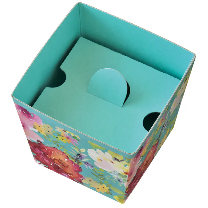 ヘッズ トレイ・カゴ-紙 W100(80)×D100(80)×H95mm ウォーターカラーワンタッチギフトトレイ/ブルー-4(10枚) HEADS WCB-GT4