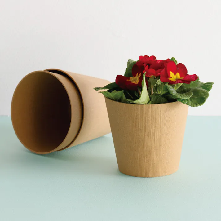 ヘッズ トレイ・カゴ-PP 直径100(70)×H90mm ウッディフラワーアレンジポット-S/ナチュラル(10個) HEADS WDY-PONS