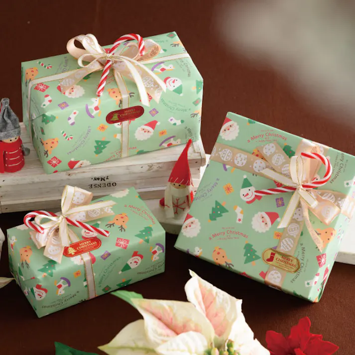 ヘッズ 包-紙-半裁 W750×H525mm チャーミングクリスマス包装紙-1(50枚) HEADS XCM-1W