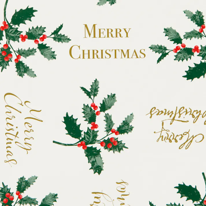 ヘッズ 包-紙-半裁 W750×H525mm クリスマスヒイラギ包装紙-1(50枚) HEADS XH-1W