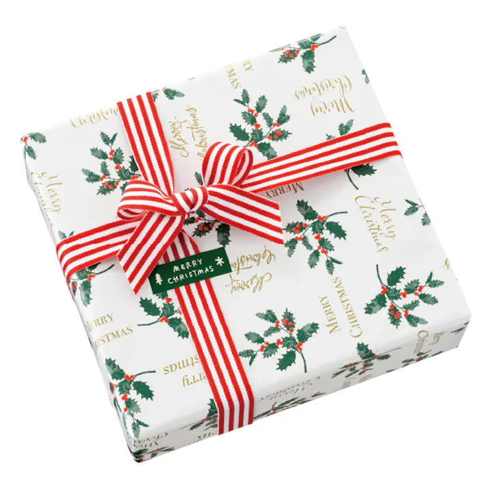 ヘッズ 包-紙-半裁 W750×H525mm クリスマスヒイラギ包装紙-1(50枚) HEADS XH-1W