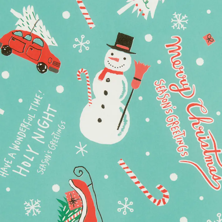 ヘッズ 包-紙-全紙 W1050×H750mm クリスマスミントブルー包装紙-1(全紙)(50枚) HEADS XMB-1WZ