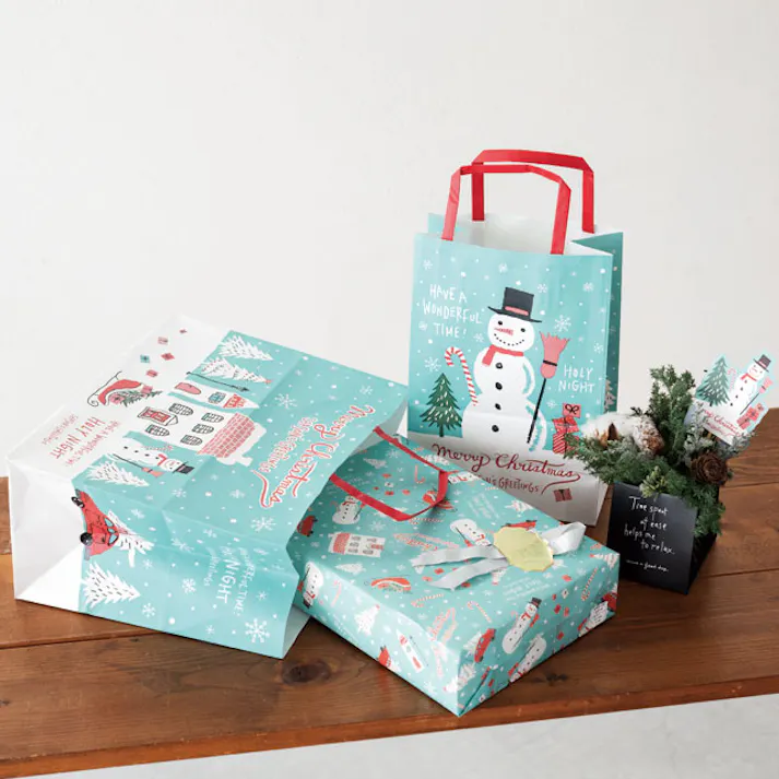 ヘッズ 包-紙-全紙 W1050×H750mm クリスマスミントブルー包装紙-1(全紙)(50枚) HEADS XMB-1WZ