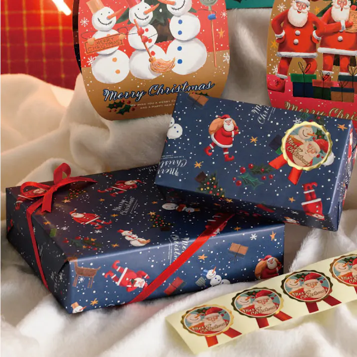 ヘッズ 包-紙-全紙 W1050×H750mm 愉快なクリスマス包装紙-1(全紙)(50枚) HEADS XPL-1WZ