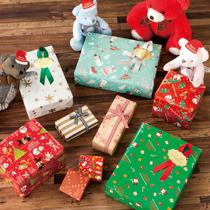 ヘッズ 包-紙-全紙 W1050×H750mm クリスマスサンタ包装紙-1(全紙)(50枚) HEADS XSA-1WZ