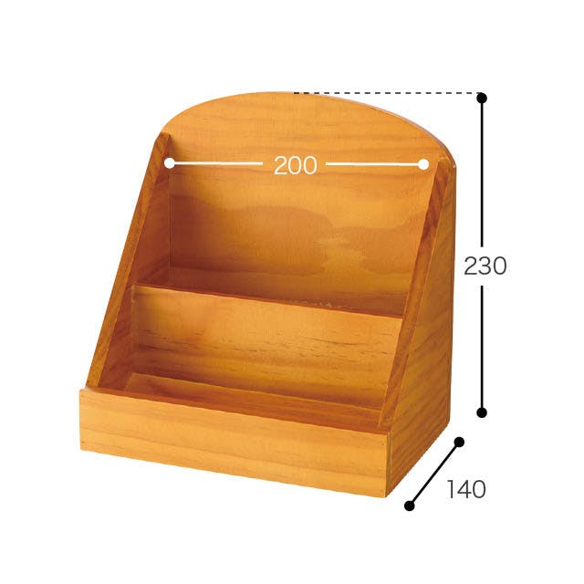 ヘッズ 販促－什器 W220×D140×H230mm ウッドディスプレイラック-1(1個