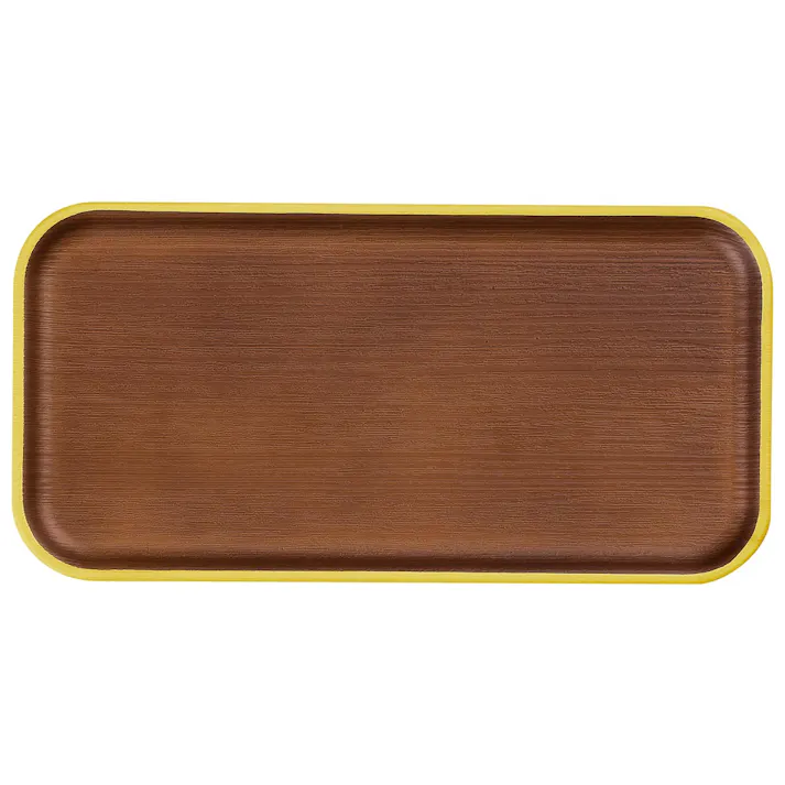 【isso ecco イッソエッコ 24cm 長角 トレー】長方形トレー 軽い 落としても割れにくい 日本製 木製風 木目調 合成漆器 おしゃれなカフェ風食器 ウッド調木目食器 ABS樹脂食器【正和】/イエロー #4930689678459