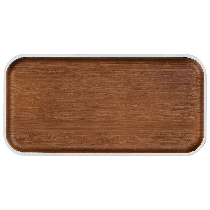 【isso ecco イッソエッコ 24cm 長角 トレー】長方形トレー 軽い 落としても割れにくい 日本製 木製風 木目調 合成漆器 おしゃれなカフェ風食器 ウッド調木目食器 ABS樹脂食器【正和】/ホワイト #4930689678657