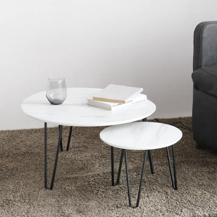 大理石調のネストテーブル Nest Table -theo-