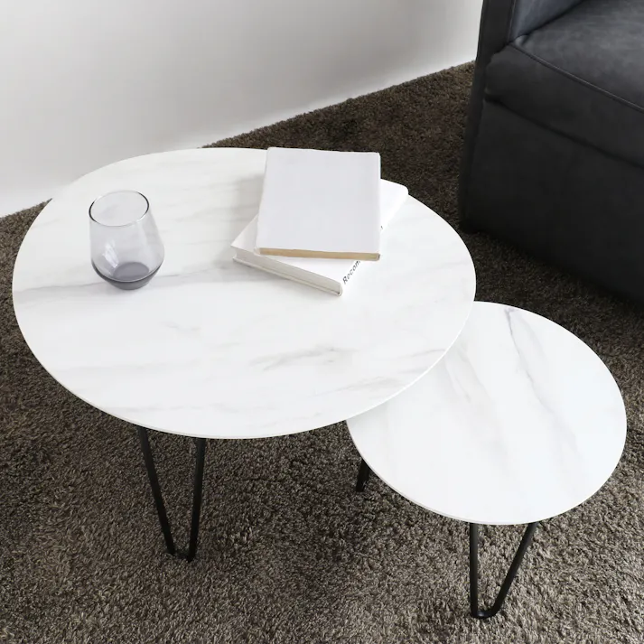 大理石調のネストテーブル Nest Table -theo-