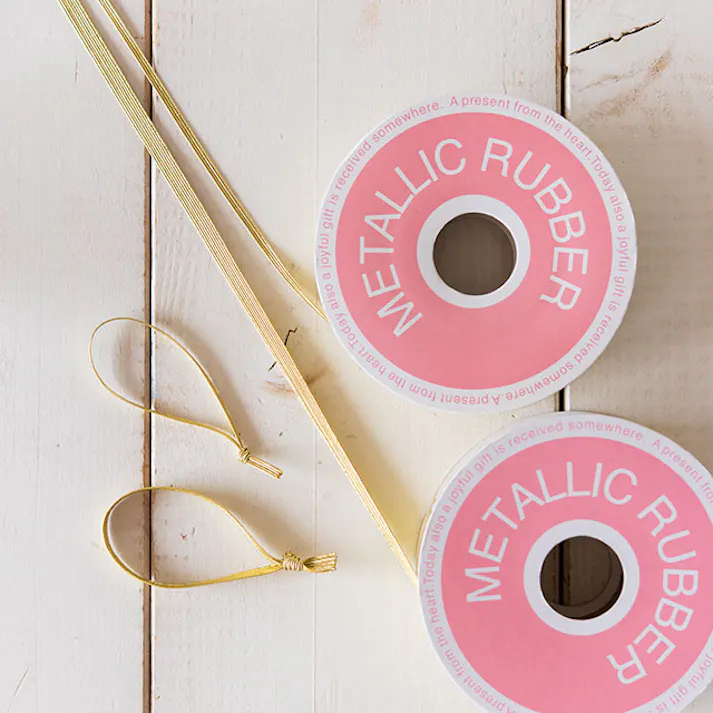 ヘッズ リボン-その他 W6.35mm×50m巻 メタリックゴムリボンゴールド-1(1巻) HEADS GOL-MR1