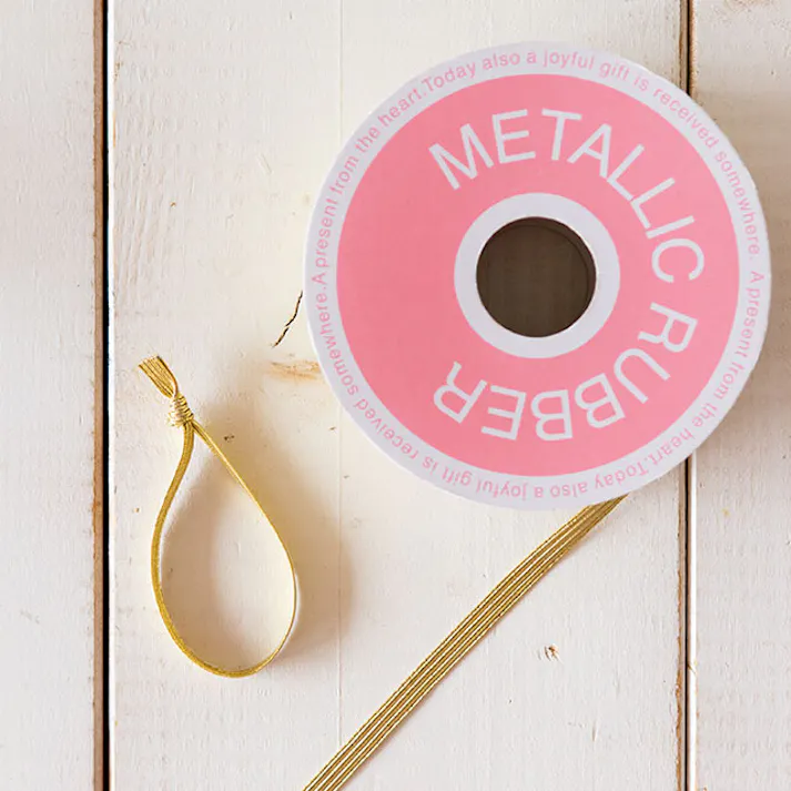 ヘッズ リボン-その他 W6.35mm×50m巻 メタリックゴムリボンゴールド-1(1巻) HEADS GOL-MR1