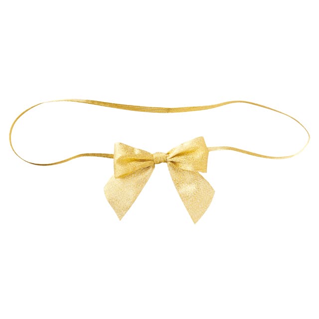 ヘッズ 小物－タッグ－ゴム・ヒモ付 W70×H60mm シャインリボンゴムタッグゴールド-1(30個) HEADS GOL-TR1