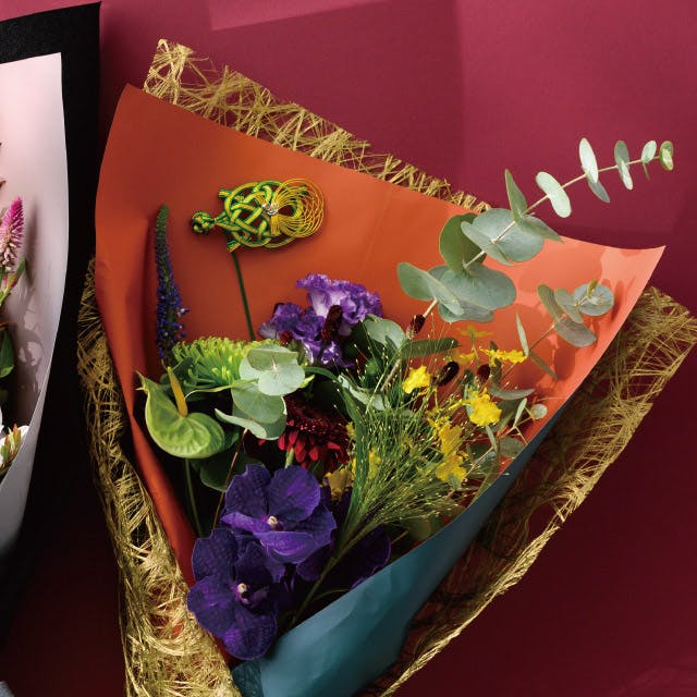 ヘッズ 小物－ピック－フラワー W90×H50(全長220)mm 水引ワイヤー