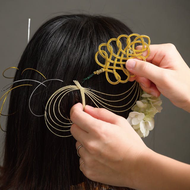 ヘッズ 小物－ピック－フラワー W60×H90(全長240)mm 水引ワイヤー