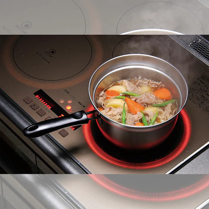 燕三 IH対応ふきこぼれにくい両手鍋18cm(EM-008) 【日本製】フチ付