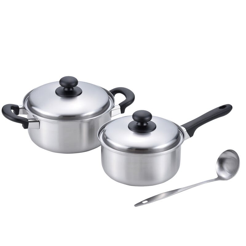 ELLY　両手鍋　片手鍋 燕三 IH対応片手鍋18cm＆両手鍋20cm（EM-019） 【日本製