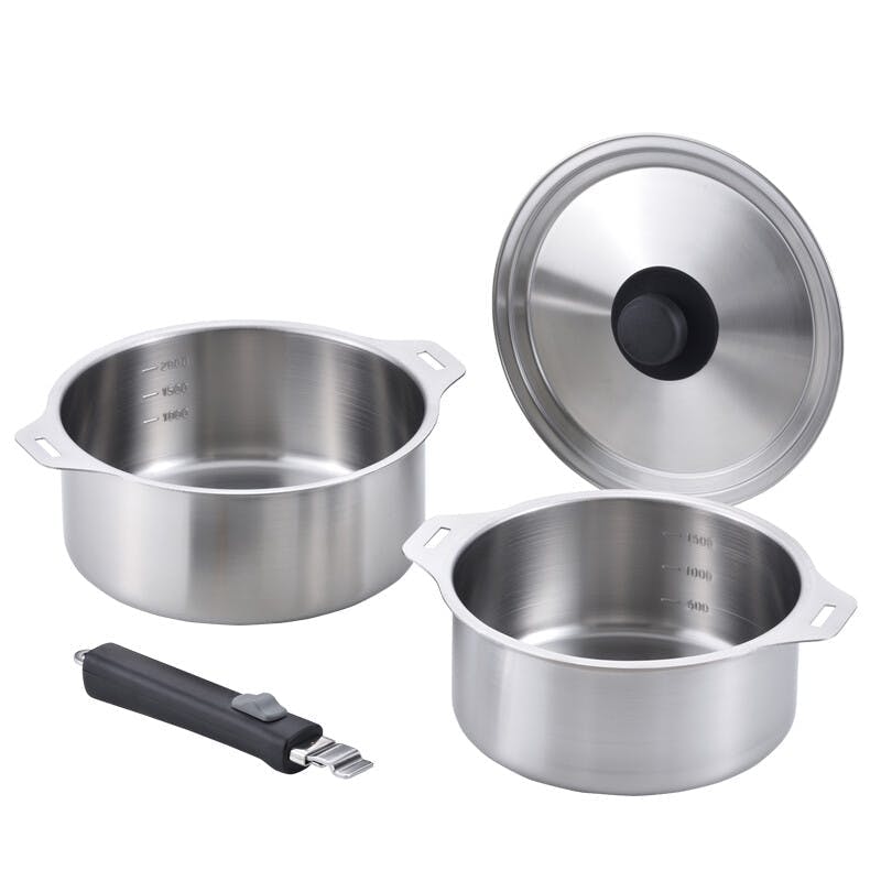 新品EM-029 燕三 IH対応 ハンドル着脱式 ステンレス鍋 18・20cm蓋 燕三 IH対応ハンドル着脱式鍋18・20cmセット（EM-029） 【日本製