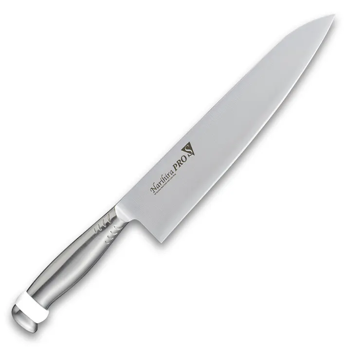 Narihira PRO シリコンリング付オールステンレス 牛刀240mm ホワイト FC-3005WH ナリヒラ プロ 包丁 ナイフ