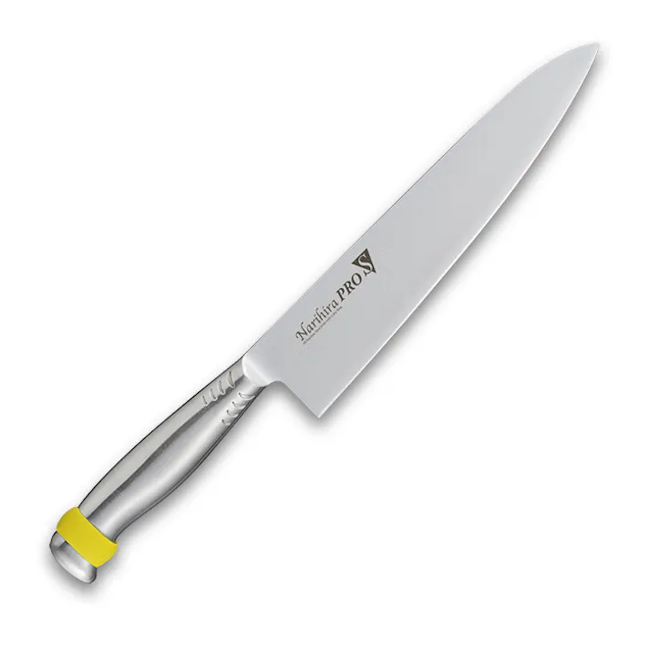Narihira PRO シリコンリング付オールステンレス 牛刀210mm イエロー FC-3024YL ナリヒラ プロ 包丁 ナイフ