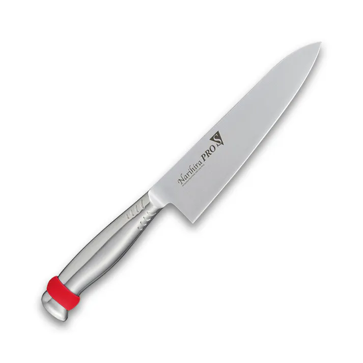 Narihira PRO シリコンリング付オールステンレス 牛刀180mm レッド FC-3043RD ナリヒラ プロ 包丁 ナイフ