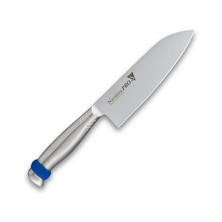 Narihira PRO シリコンリング付オールステンレス 三徳165mm ブルー FC-3062BL ナリヒラ プロ 包丁 ナイフ