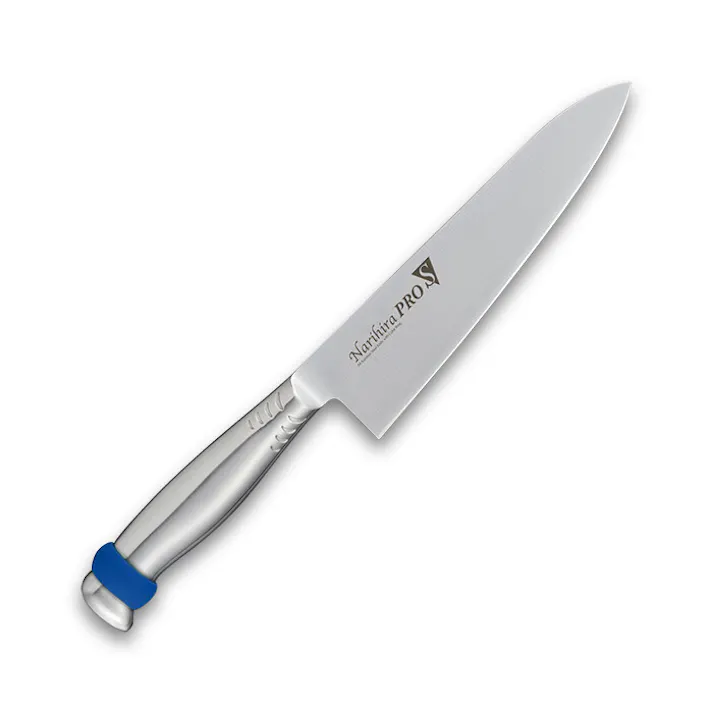 Narihira PRO シリコンリング付オールステンレス 牛刀180mm ブルー FC-3063BL ナリヒラ プロ 包丁 ナイフ