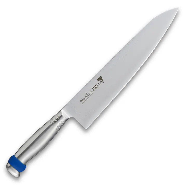 Narihira PRO シリコンリング付オールステンレス 牛刀240mm ブルー FC-3065BL ナリヒラ プロ 包丁 ナイフ