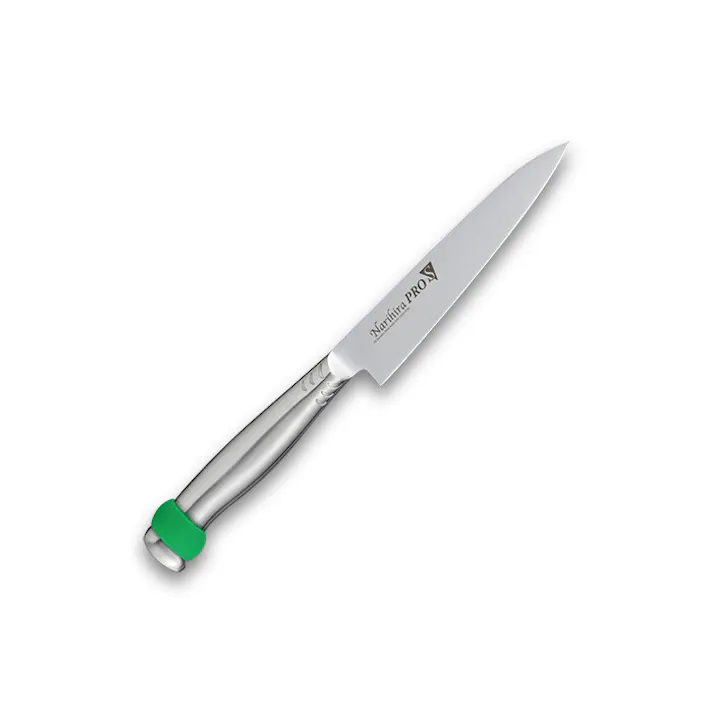 Narihira PRO シリコンリング付オールステンレス ペティナイフ130mm グリーン FC-3080GR ナリヒラ プロ 包丁 ナイフ